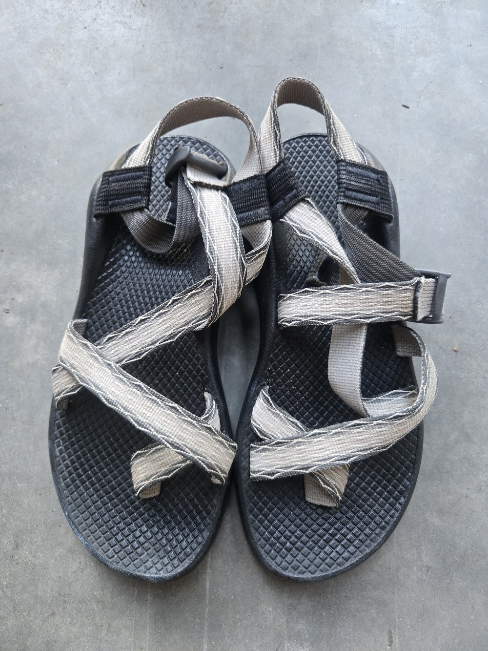 Chaco Gray Strappy Women's Sandals with Black Footbed